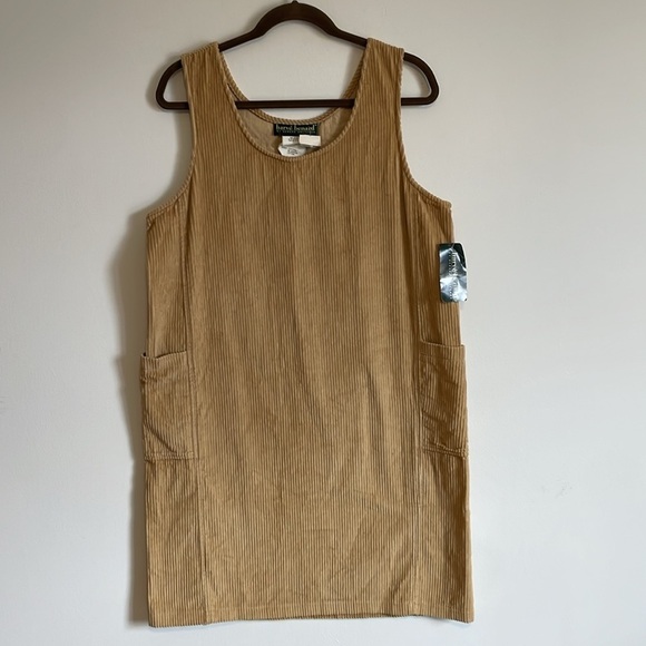 VTG Corduroy Overall Dress 12 Harve Bernard Tan Deadstock Apron NWT Academia - Picture 1 of 14